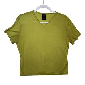 Patagonia Flawed Capilene VNeck TShirt Womens L Lime Green Short Sleeve Athletic